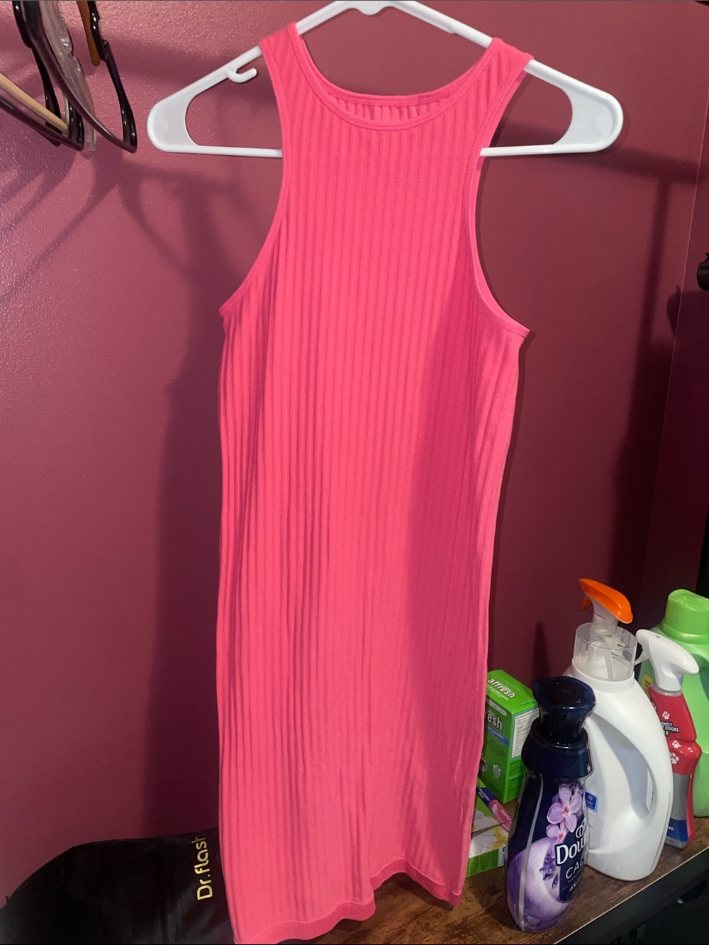 Love Nation Ribbed Hot Pink Midi Tank Dress